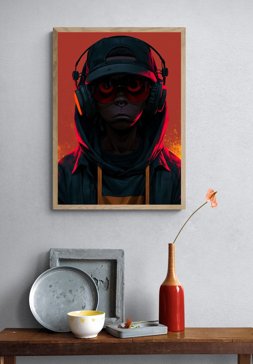 Neon Streetwear Portrait Poster. — room view 3