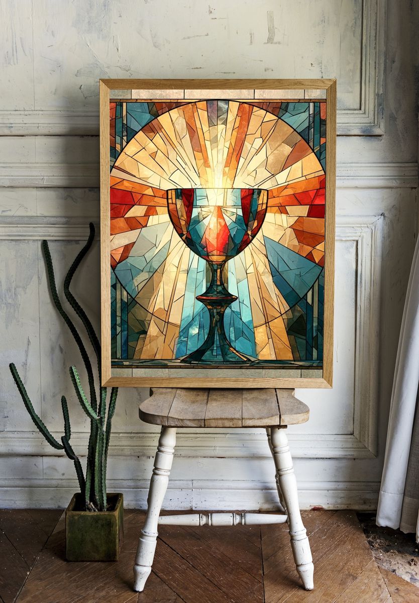 Stained Glass Chalice Illustration Poster. — room view 1