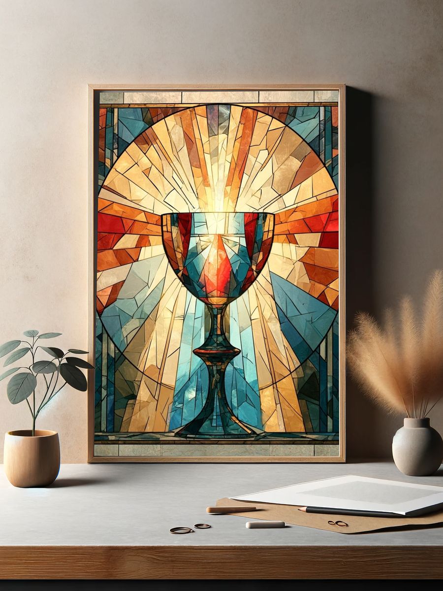 Stained Glass Chalice Illustration Poster. — room view 2