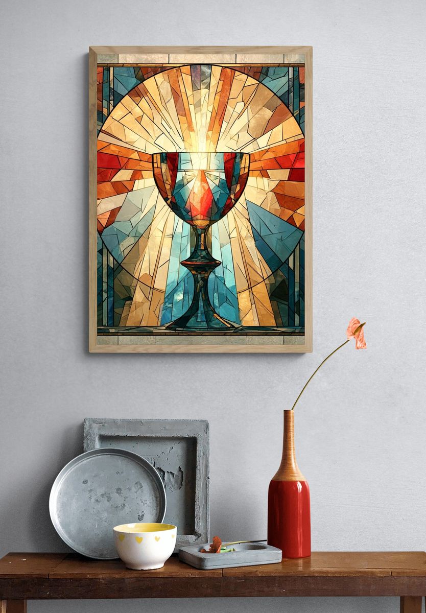 Stained Glass Chalice Illustration Poster. — room view 3