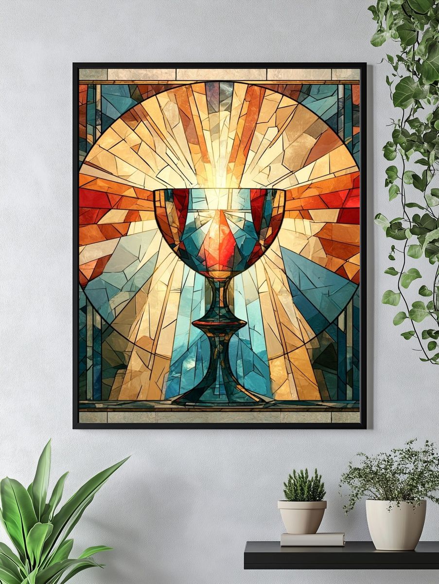 Stained Glass Chalice Illustration Poster. — room view 4