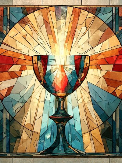 Stained Glass Chalice Illustration Poster. poster