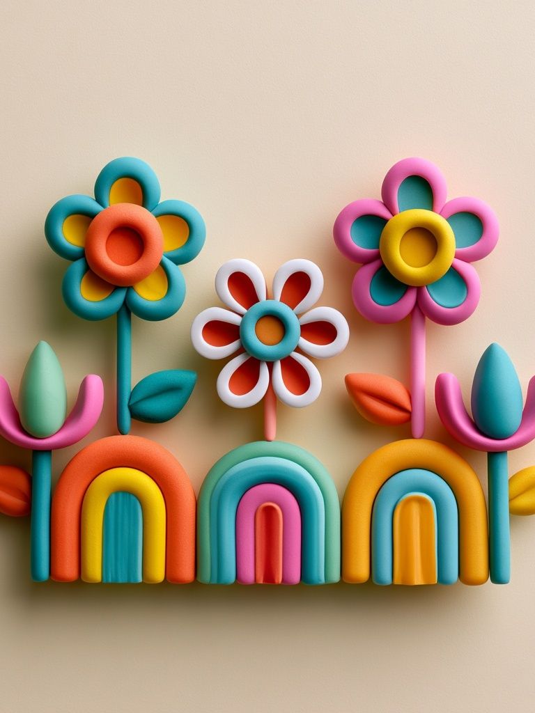 Colorful Floral Rainbow Poster. poster detail
