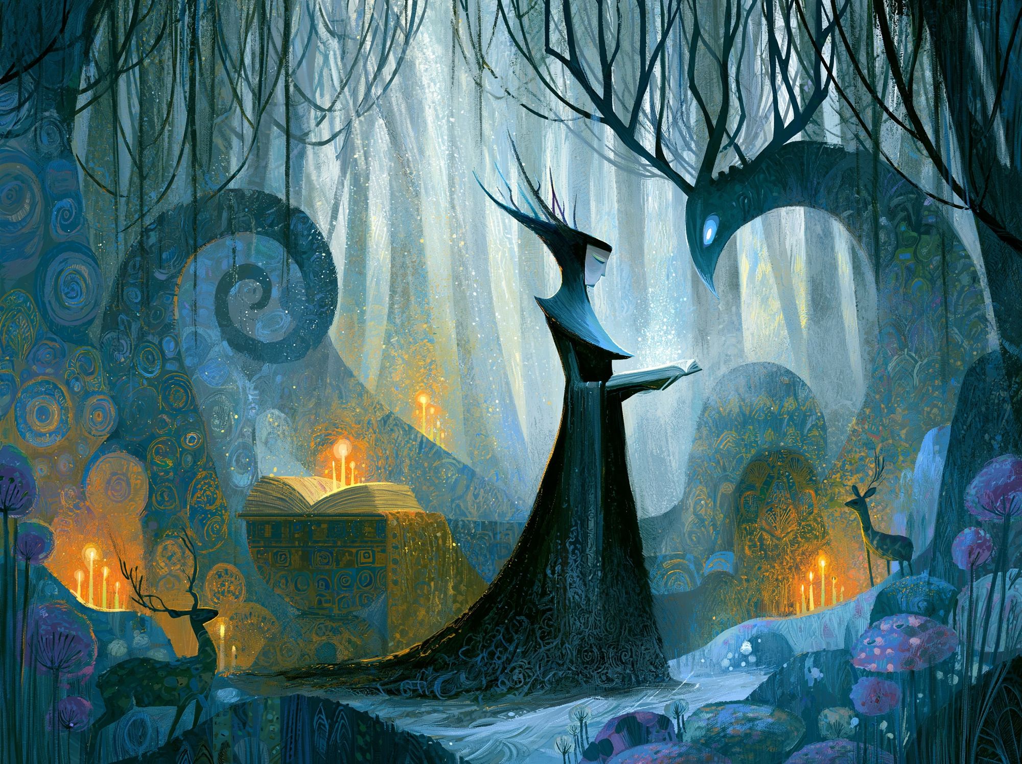 Enchanted Forest Reader Print. poster — illustration art