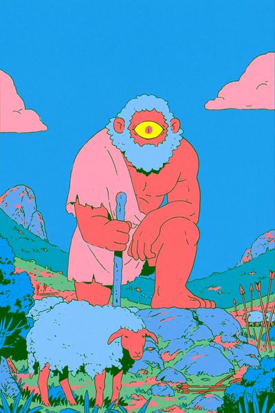 Cyclops Shepherd Illustration Poster.