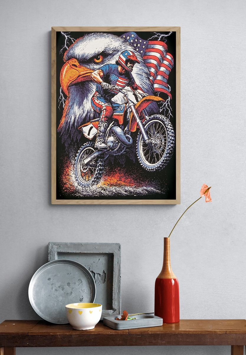 Patriotic Eagle Motocross Poster. — room view 3