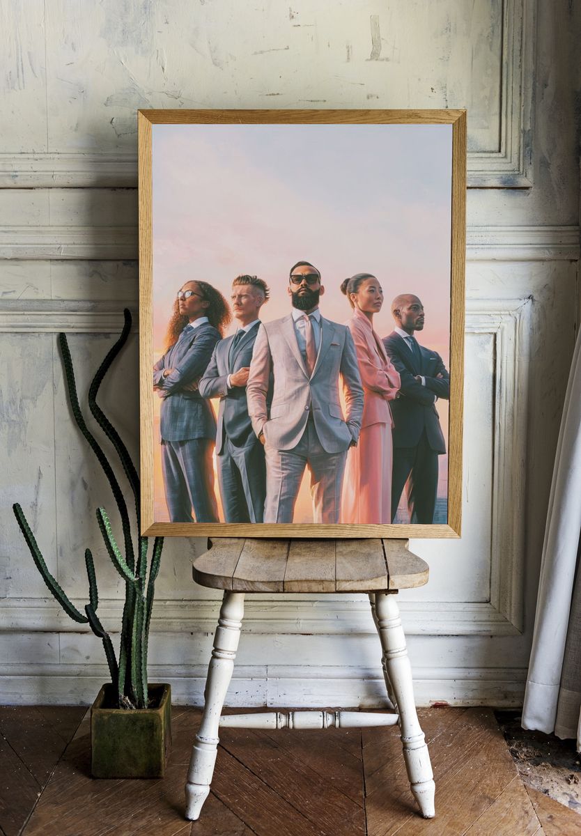 Power Team Skyline Illustration Poster. — room view 1