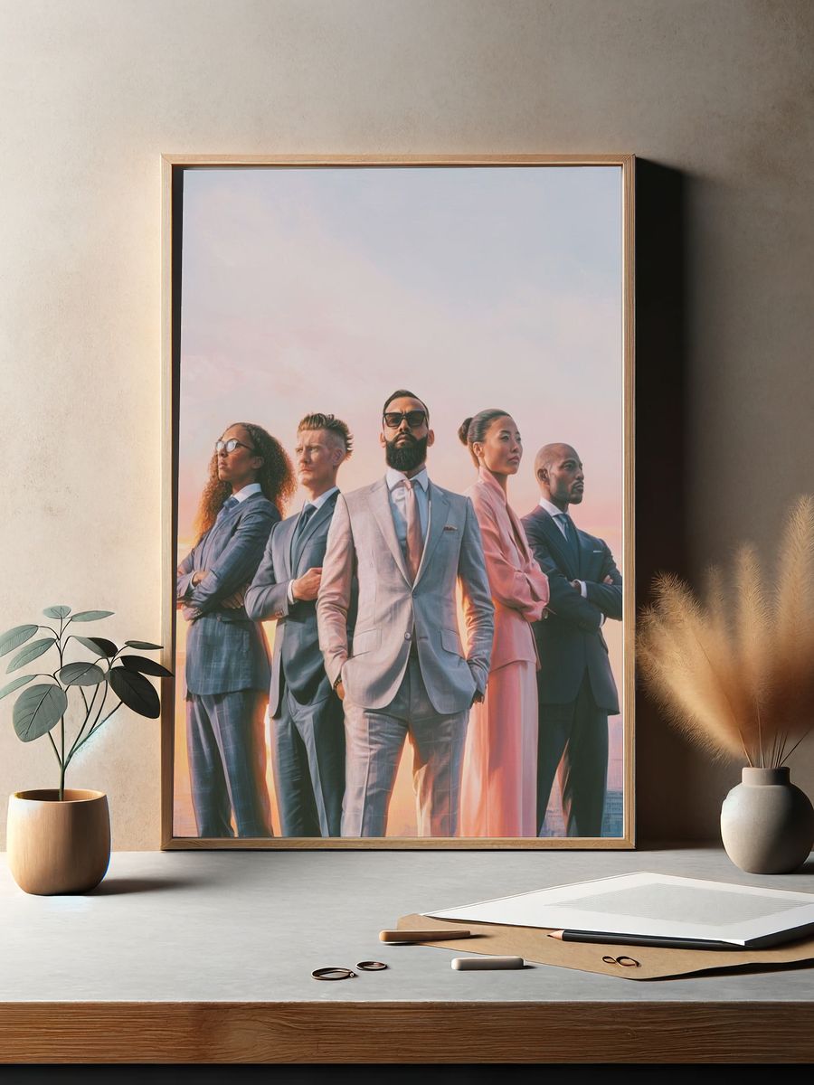 Power Team Skyline Illustration Poster. — room view 2