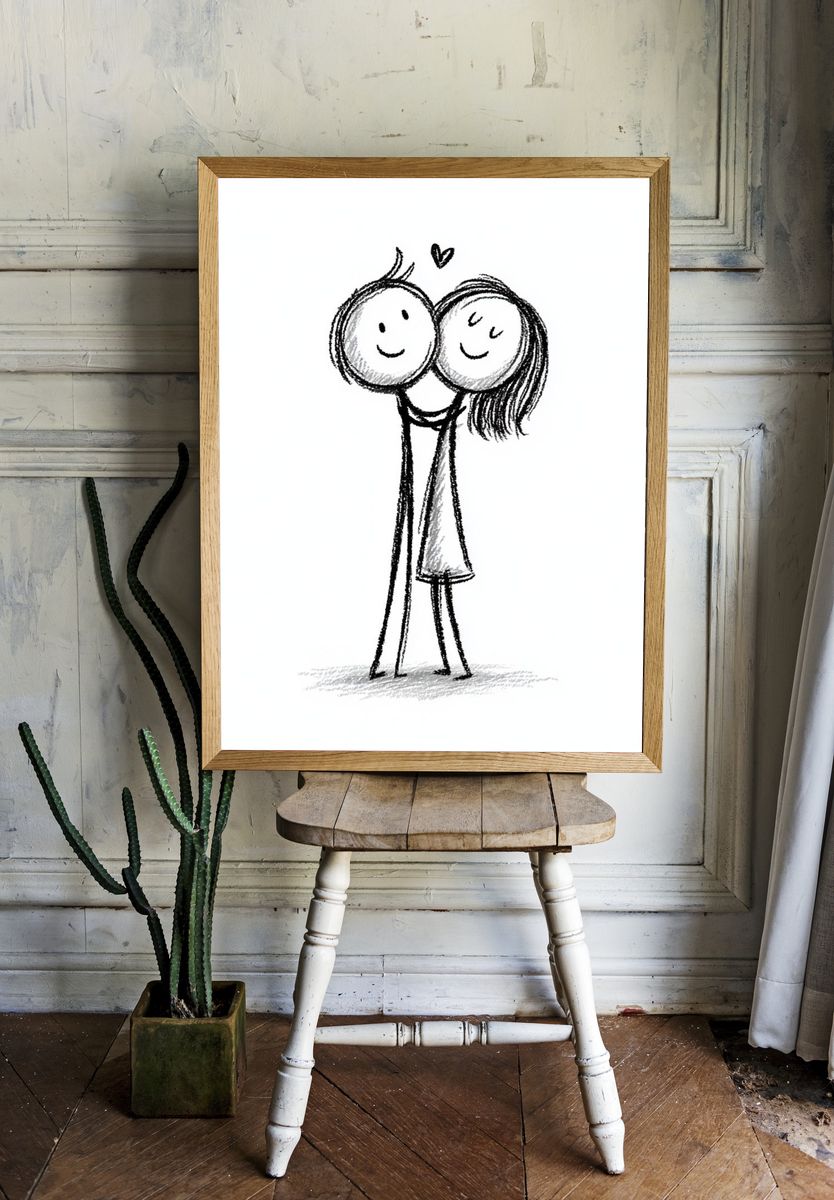 Cute Couple Line Art Poster. room preview