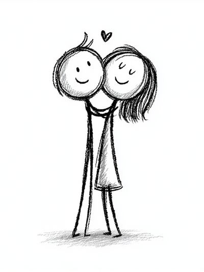 Cute Couple Line Art Poster.