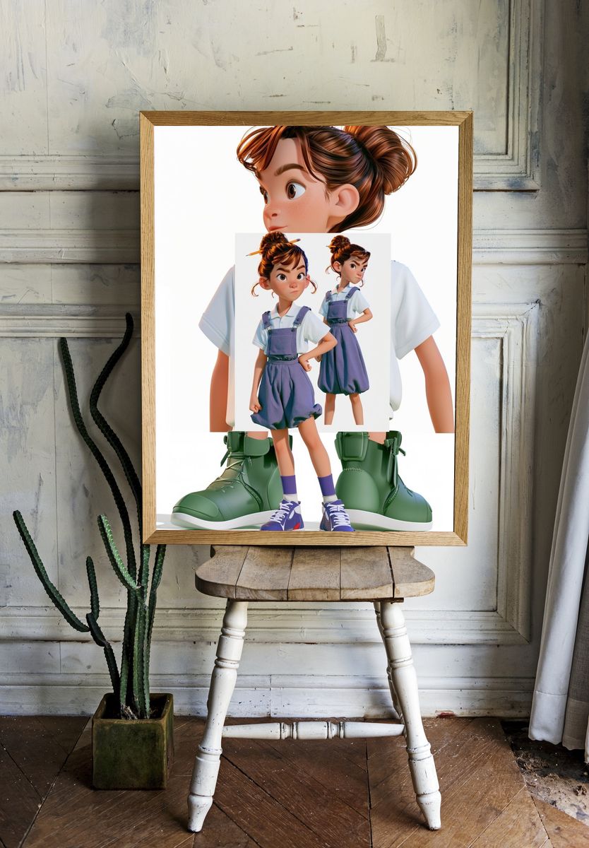 Stylized Girl Character Illustration Poster. — room view 1