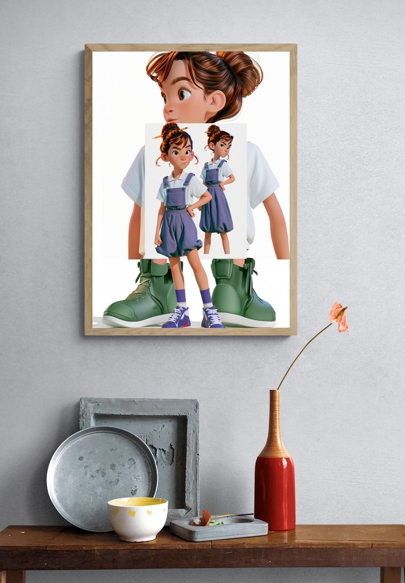 Stylized Girl Character Illustration Poster. — room view 3