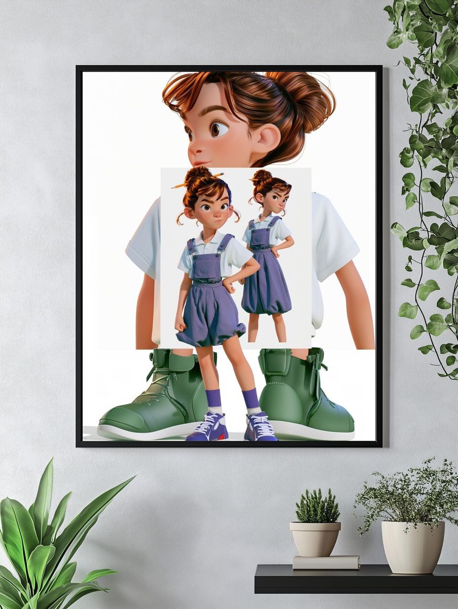 Stylized Girl Character Illustration Poster. — room view 4