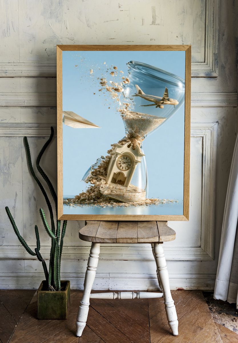 Time Travel Surrealist Print. room preview