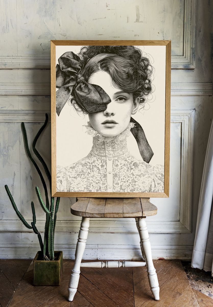 Victorian Portrait Illustration Print. room preview