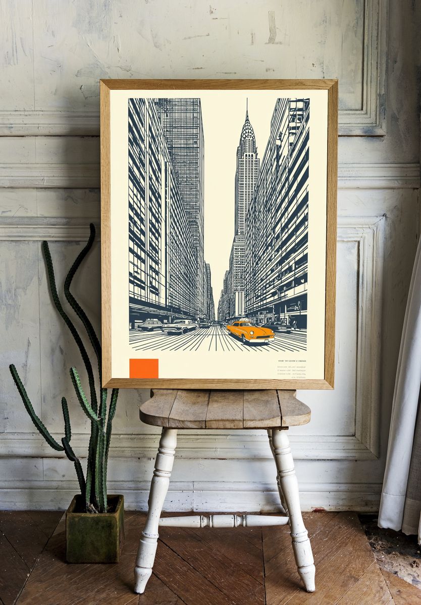 New York City Street Illustration Poster. room preview