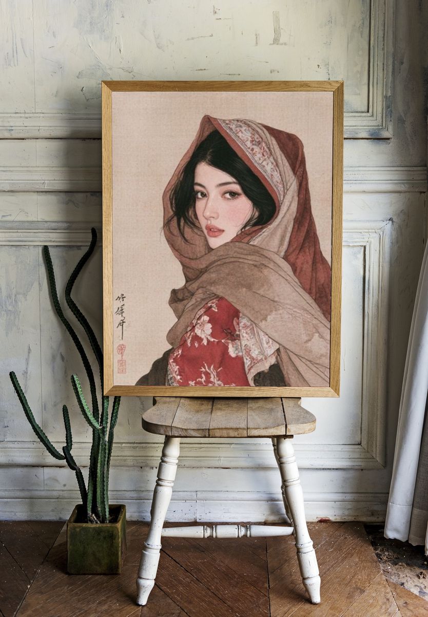 Kimono Portrait Illustration Print. — room view 1
