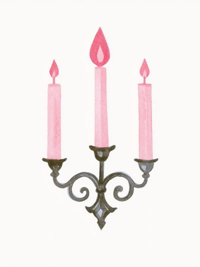 Pink Candle Sconce Illustration Poster.