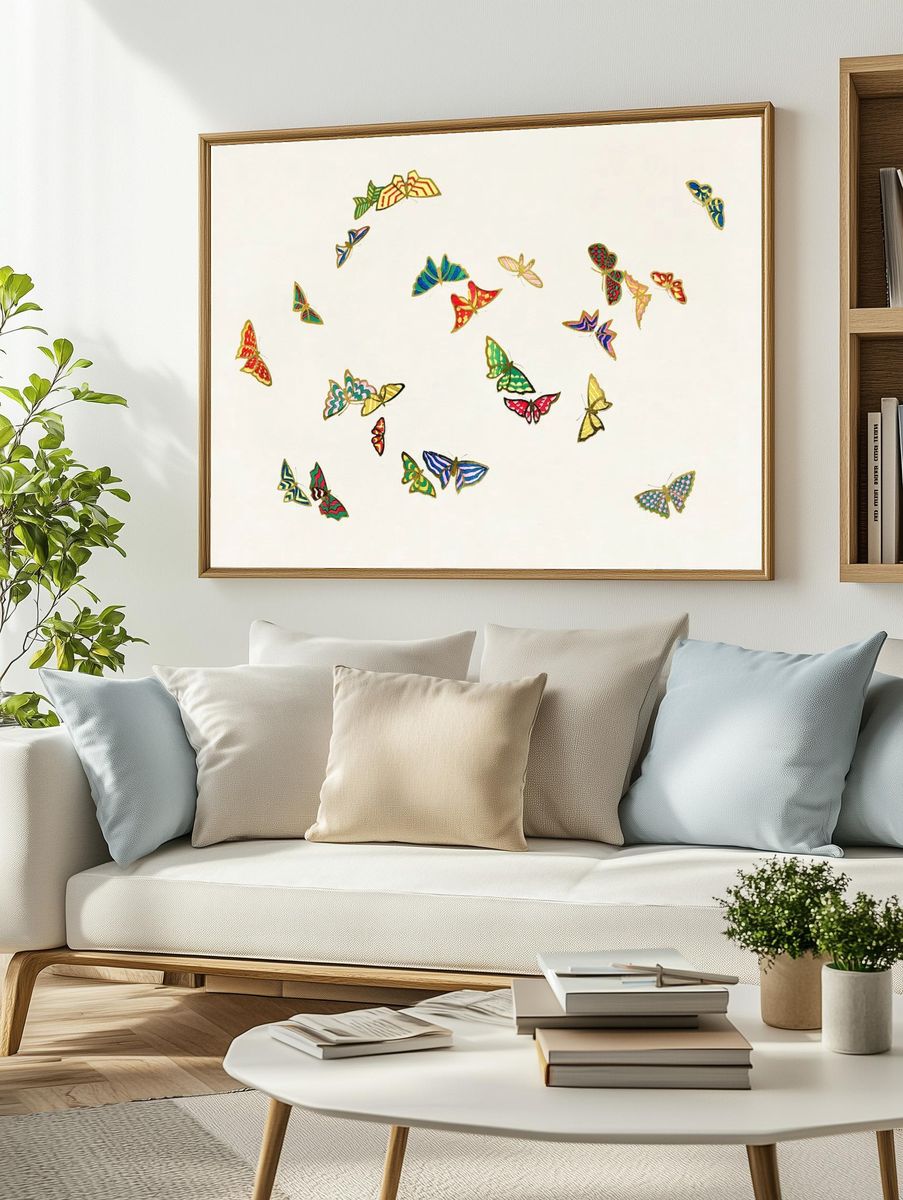 Happy Birthday Birds Illustration Poster. — room view 2