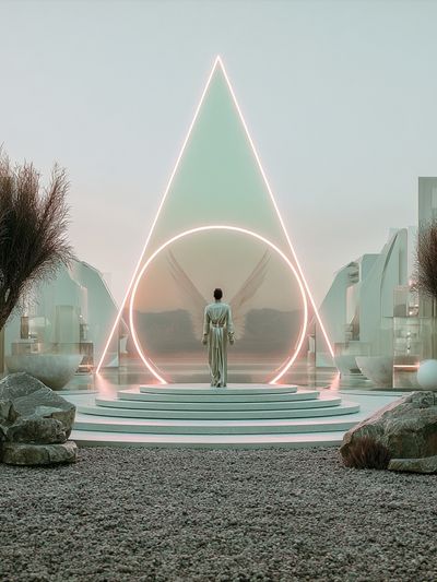 Surreal Neon Portal Print. poster print