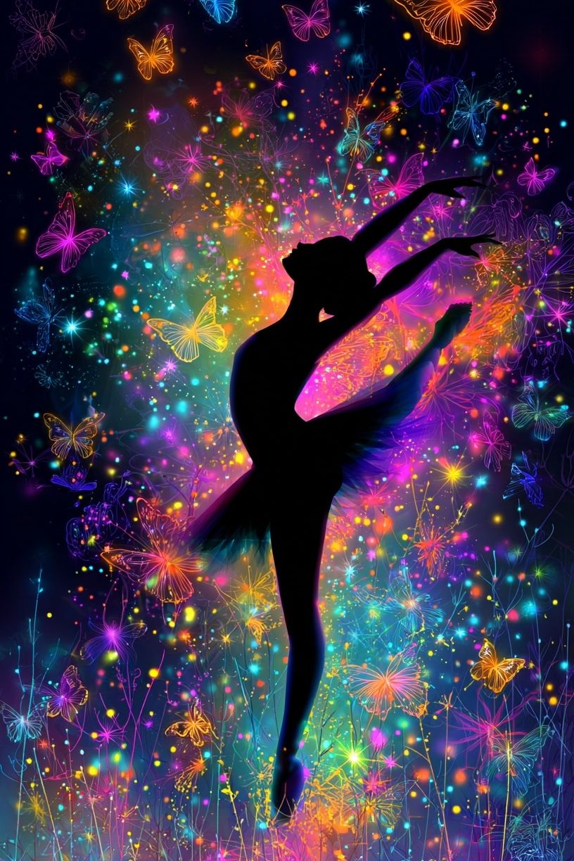 Neon Ballet Butterfly Print. poster detail