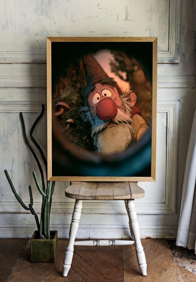 Whimsical Gnome Portrait Print. room preview