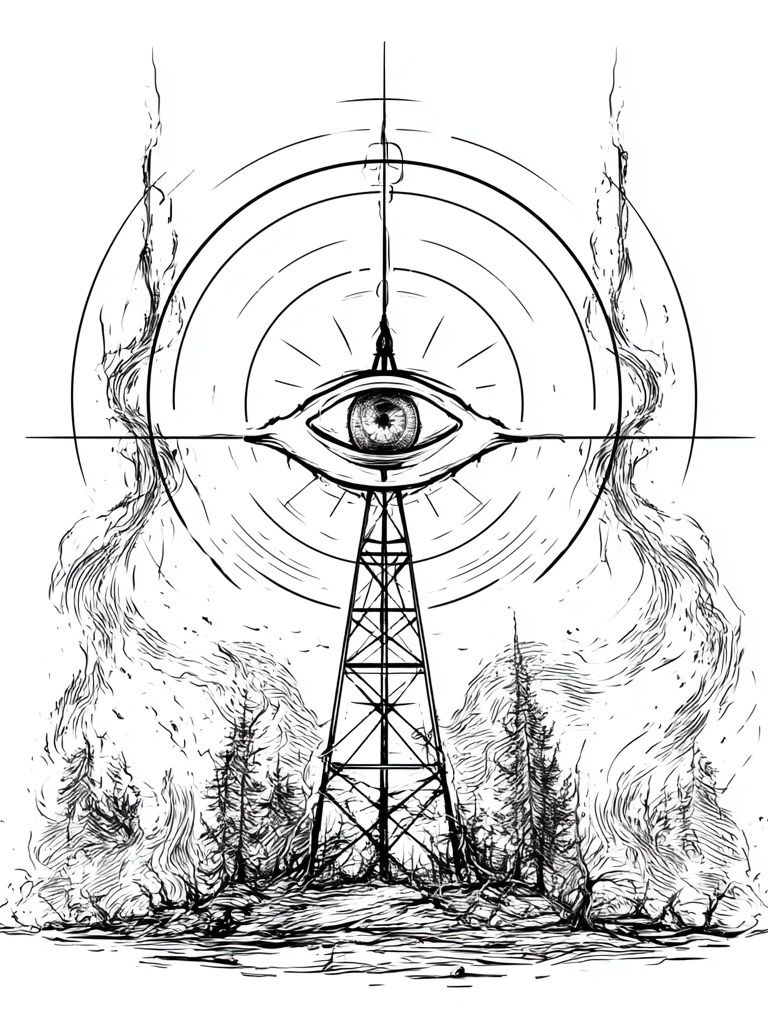 Mystic Eye Tower Illustration Poster. poster detail
