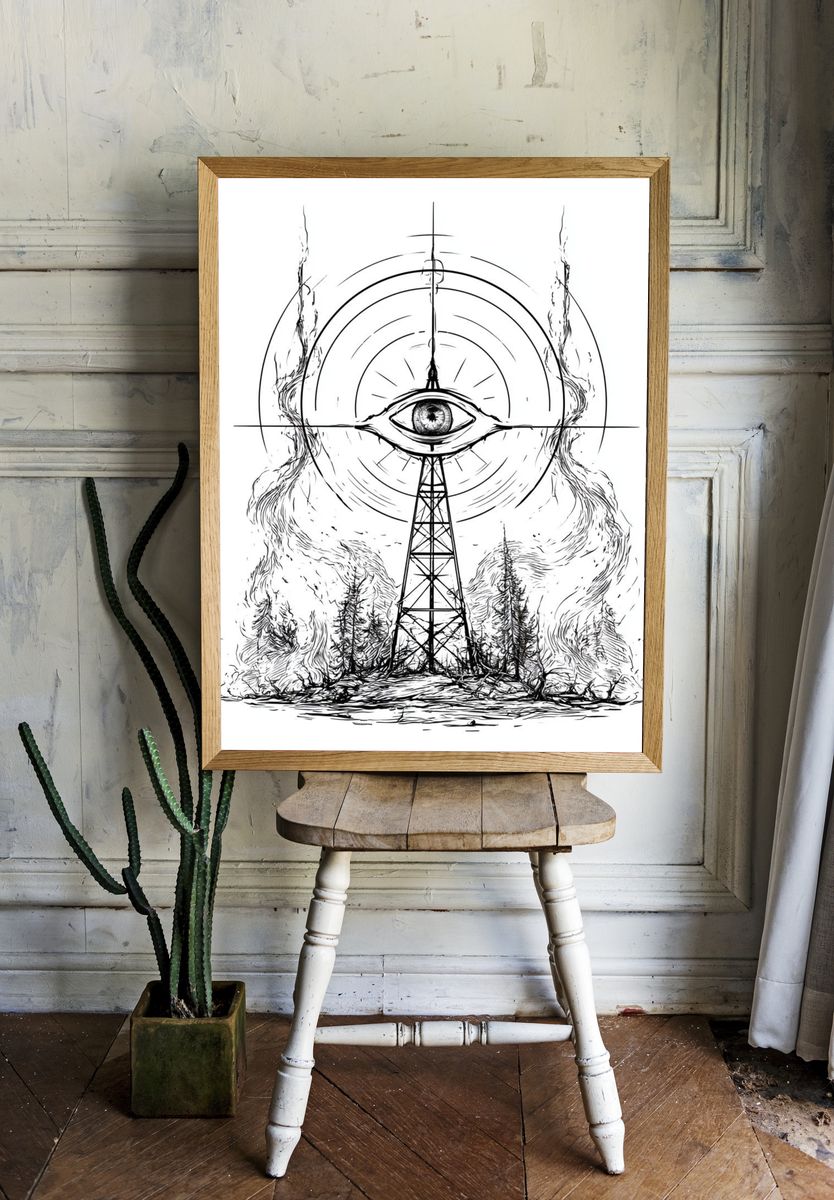 Mystic Eye Tower Illustration Poster. room preview