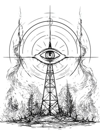Mystic Eye Tower Illustration Poster. poster