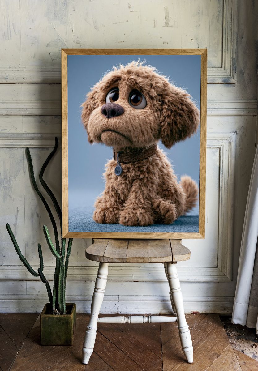 Sad Puppy Portrait Poster. room preview