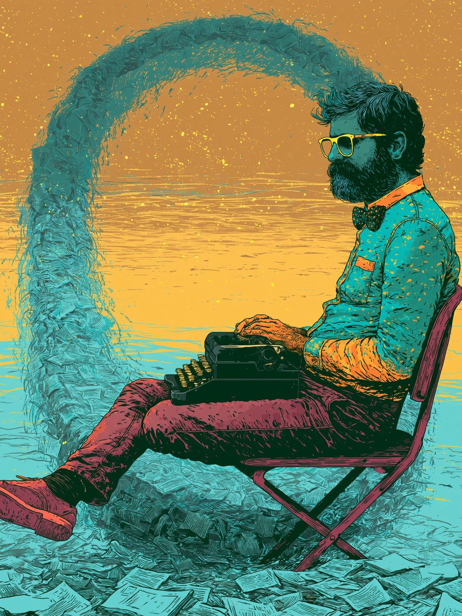 Typewriter Man Surreal Illustration Poster. poster — illustration art