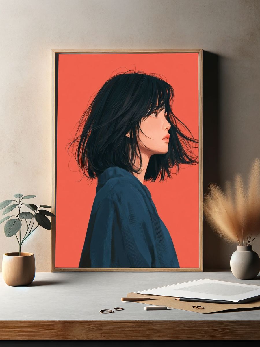 Profile Portrait Digital Art Poster. — room view 2