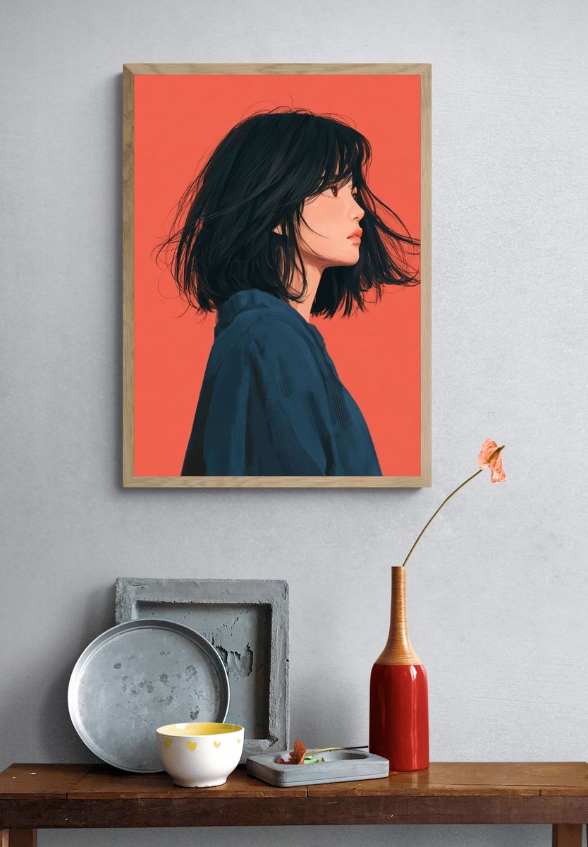 Profile Portrait Digital Art Poster. — room view 3