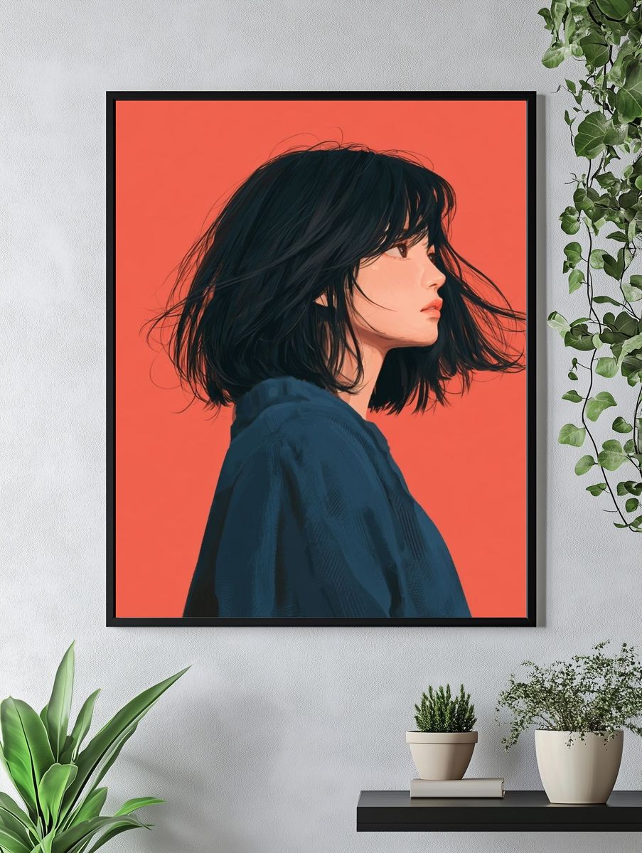 Profile Portrait Digital Art Poster. — room view 4
