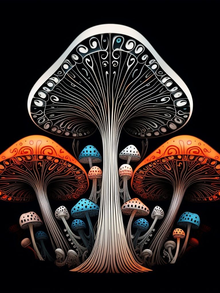 Psychedelic Mushroom Forest Print. poster detail