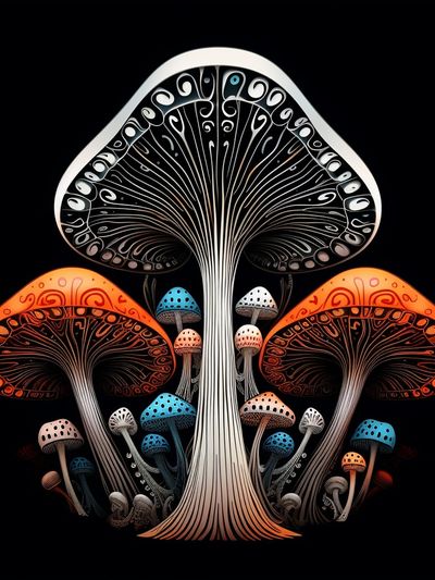 Psychedelic Mushroom Forest Print. poster