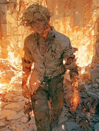 Flame-Wreathed Figure Digital Art Poster.