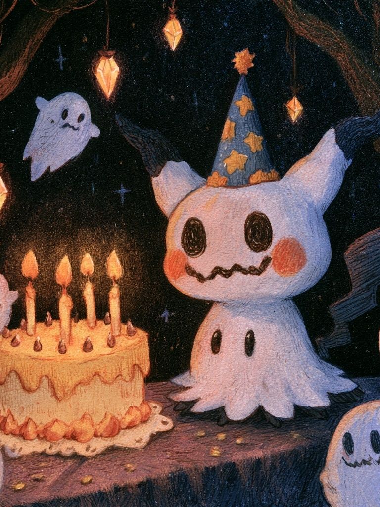Ghost Birthday Party Illustration Poster. poster detail