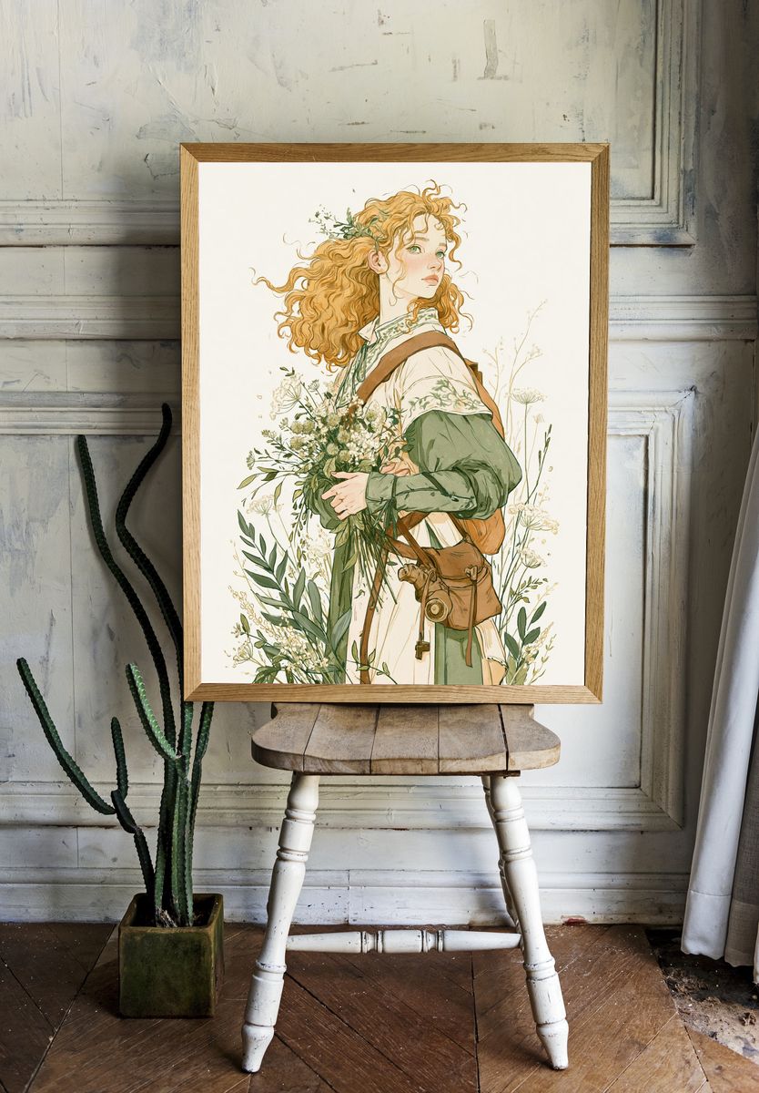 Wildflower Girl Illustration Poster. room preview