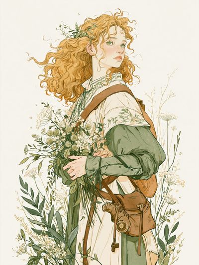 Wildflower Girl Illustration Poster. poster