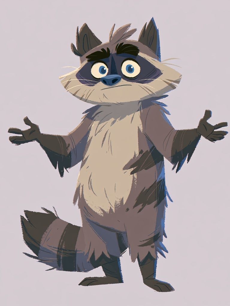 Curious Raccoon Illustration Poster. poster detail