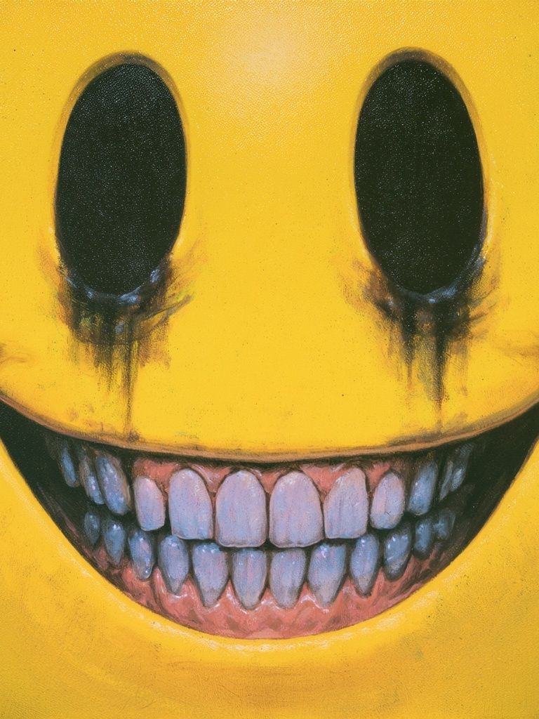 Creepy Smiley Face Illustration Poster. poster detail