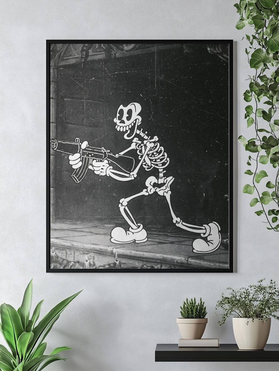 Skeleton Gunman Street-Art Poster. — room view 4