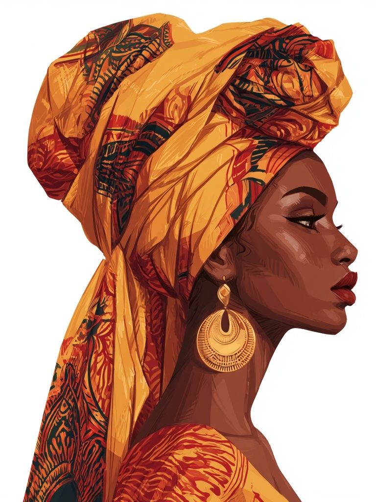 African Woman Portrait Illustration Poster. poster — illustration art