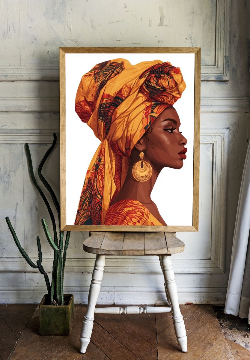 African Woman Portrait Illustration Poster. — room view 1