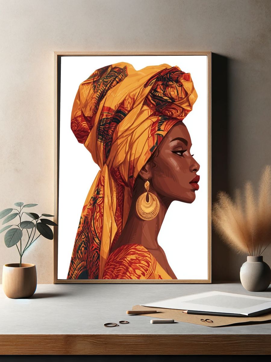 African Woman Portrait Illustration Poster. — room view 2