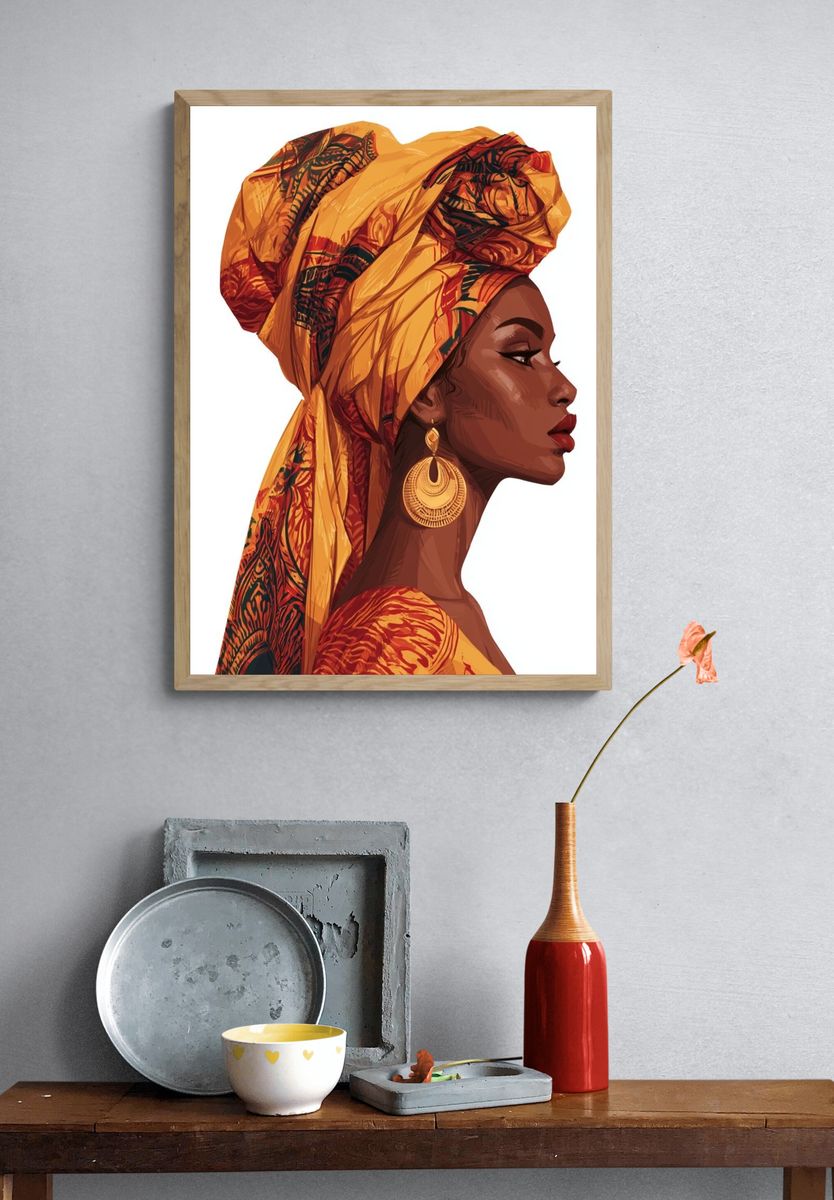 African Woman Portrait Illustration Poster. — room view 3