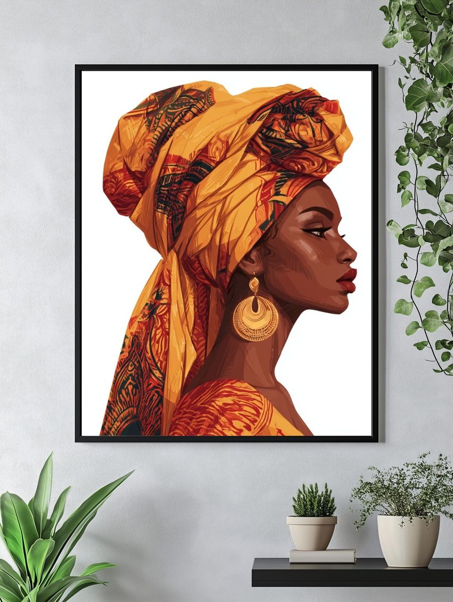 African Woman Portrait Illustration Poster. — room view 4