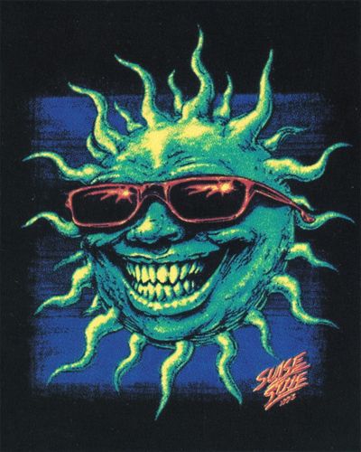 Sun Face Neon Illustration Poster. poster print