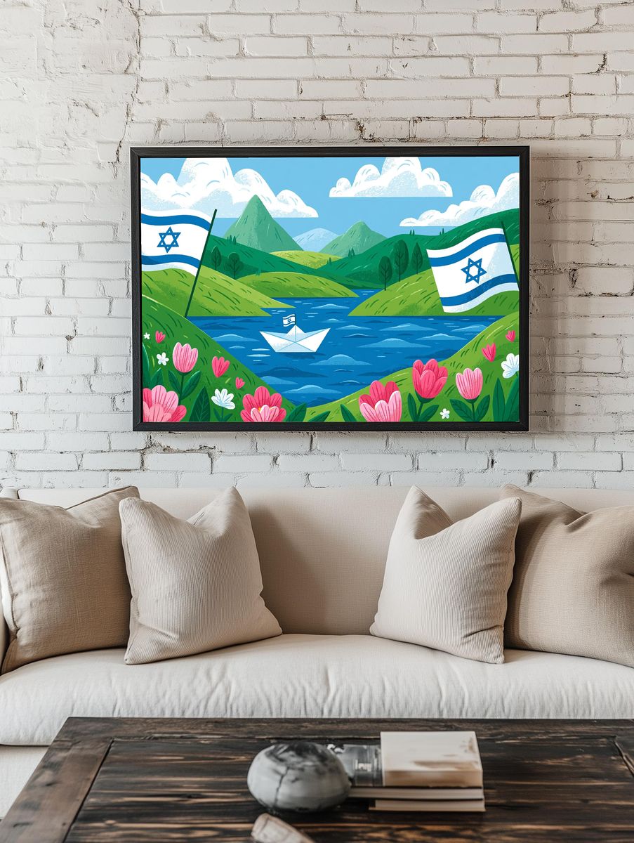 Israeli Landscape Illustration Poster. room preview